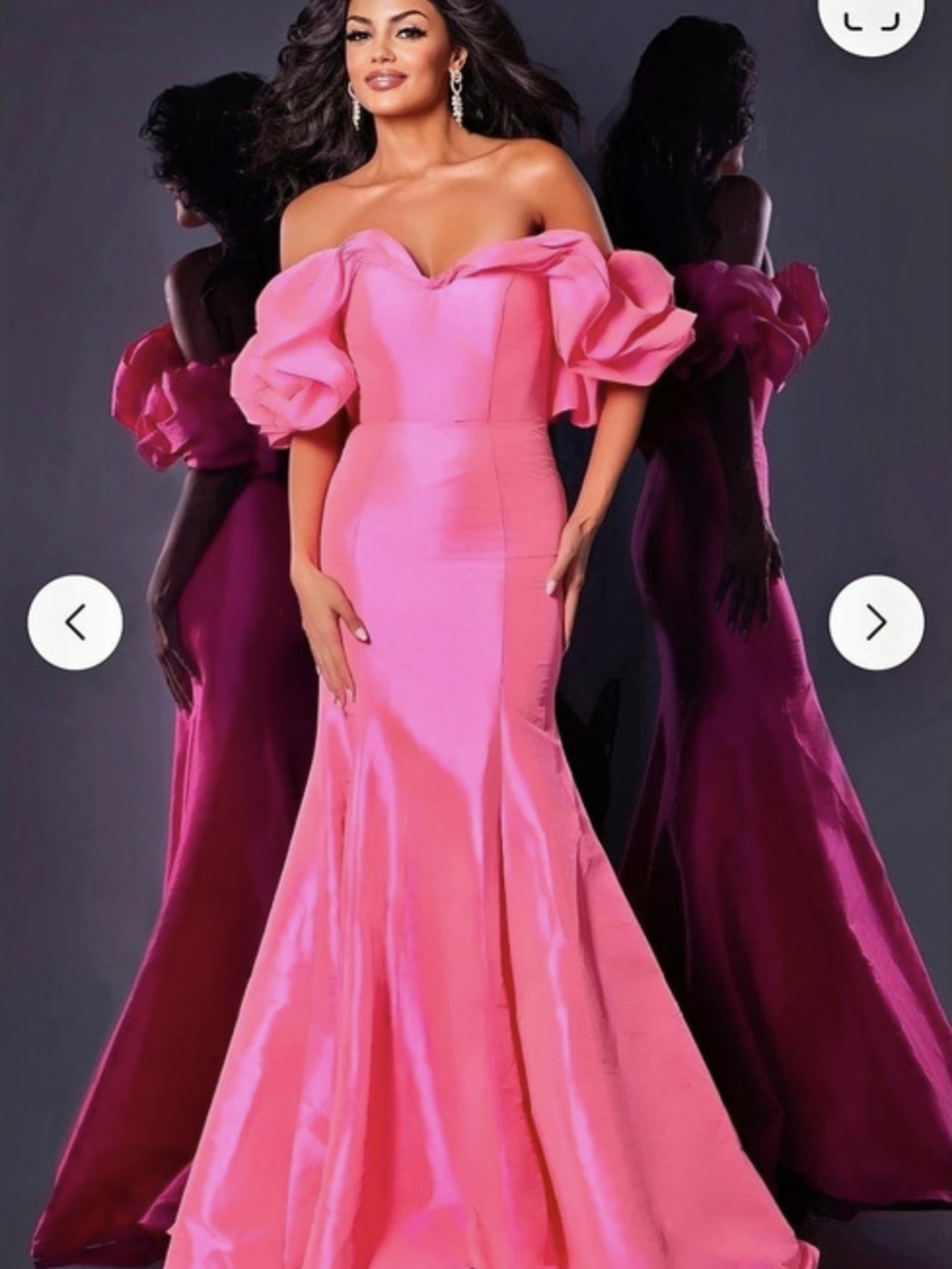 Jovani Off-Shoulder Ruffle Maxi Dress in Pink Size 8 NWT